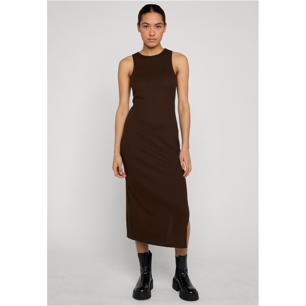 Urban Classics - Racerback Rib Langes Kleid - Braun